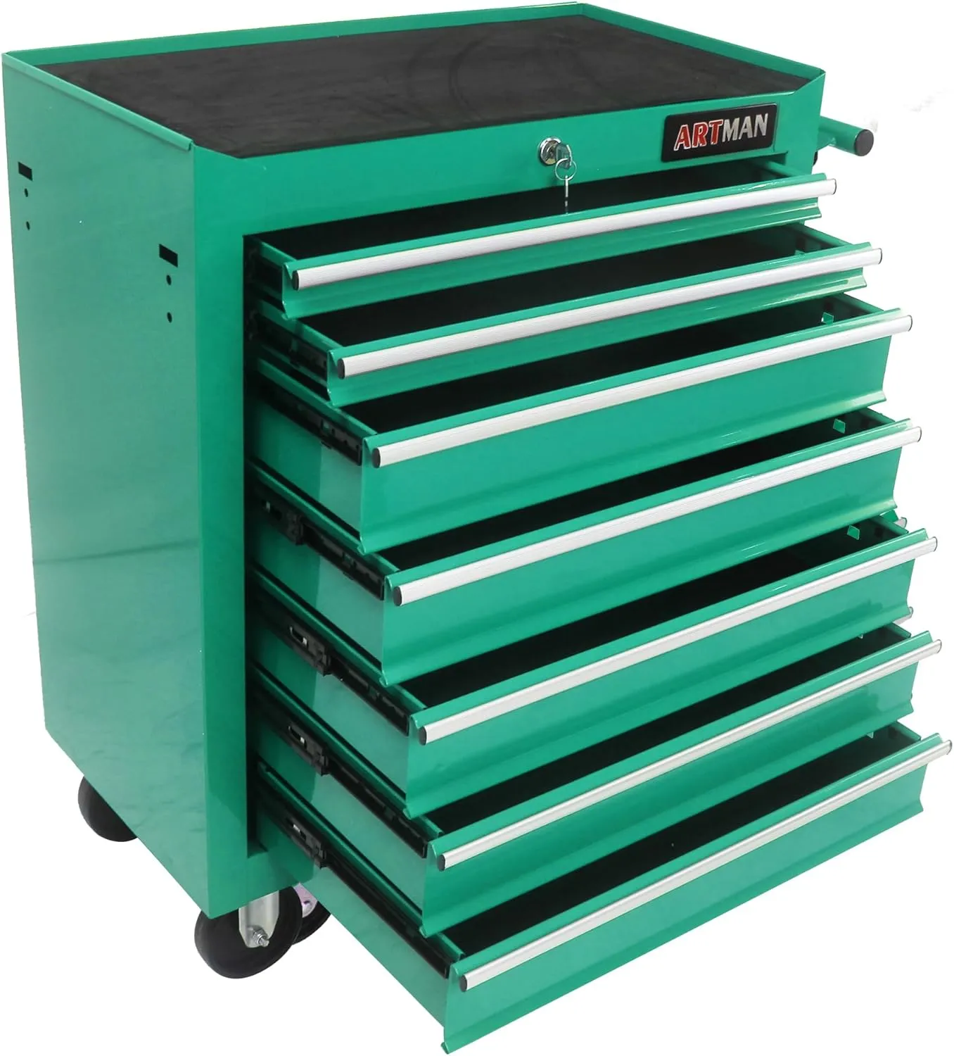 Rolling Tool Chest Metal Tool Box with Wheels Tool Cabinet Craftsman Tool Cart on Wheels Tool Box Portable Tool Box with Wheels 7 Drawers Multifunctional Tool Cart with Wheels, Green