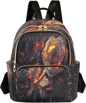 Roses Burns on Top Of A Pile Of Ashes and Embers Backpack for Women Purse Bag Travel Handbag Shoulder Bag