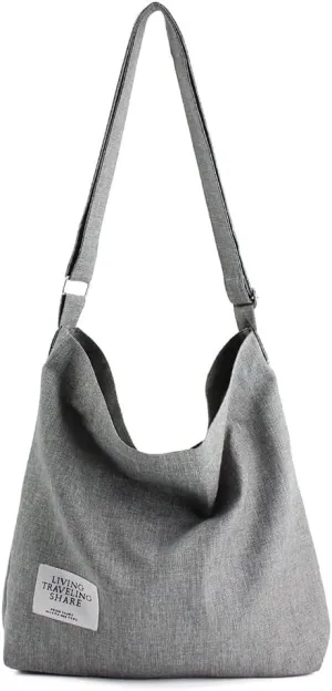 ROUROU Shoulder Bag for Women Casual Crossbody Bag Large Capacity Handbag Canvas Tote Bag Purse