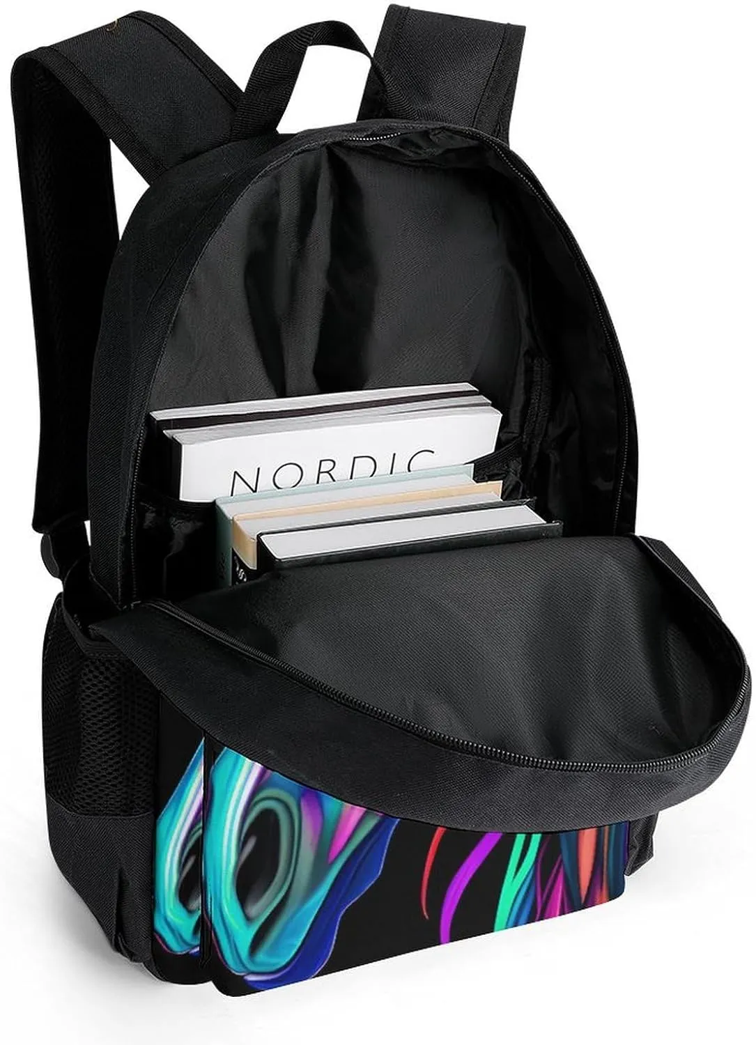 Rucksack Anti-Theft Multipurpose Large Capacity Carry On Bag - Rainbow Wild Horse Head Art Travel Hiking Bag & Day Pack With Side Pockets