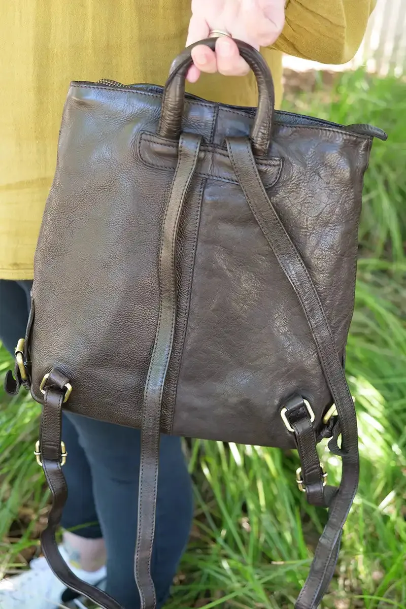 Rugged Hide Bag Pluto Backpack in Brown