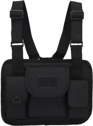 running chest pack, chest fanny pack,chest bag running chest bag - chest backpack for men, adjustable front pack, fashion travel chest pack, chest vest, Black, Consulte la descripción
