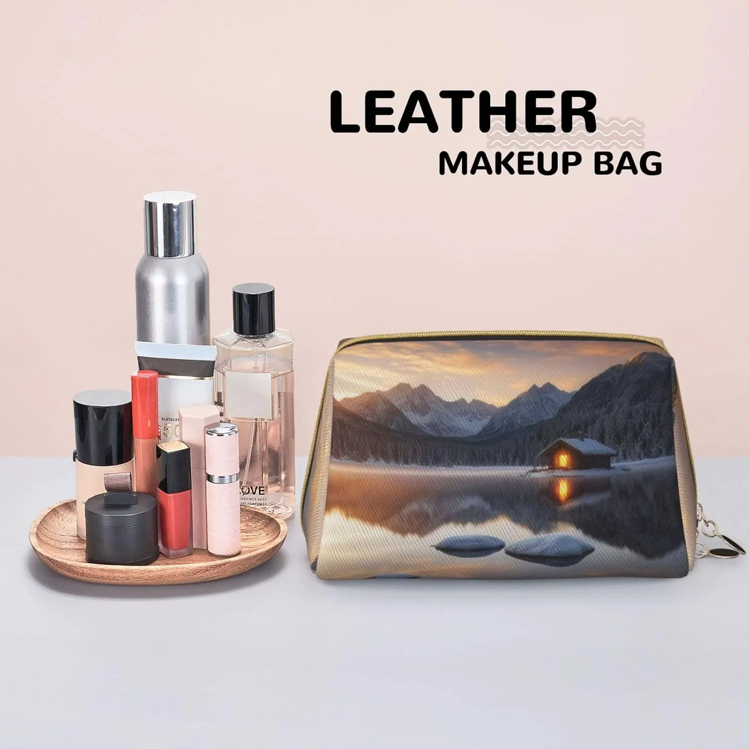 Sacred Silence Printed Small Makeup Bag,Travel Cosmetic Bag Purse with Zipper,Water-resistant Makeup Organizer Bag for Women