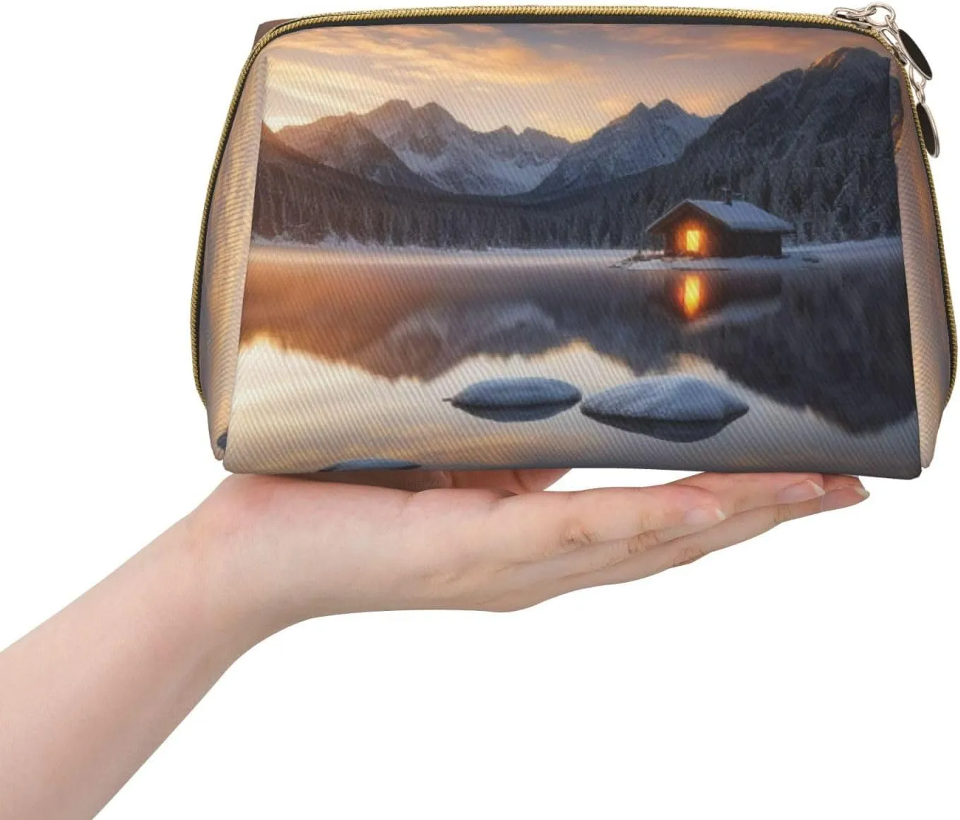 Sacred Silence Printed Small Makeup Bag,Travel Cosmetic Bag Purse with Zipper,Water-resistant Makeup Organizer Bag for Women