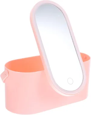 SAFIGLE Box Portable Makeup Organizer with LED Light Design Mirror Stylish Storage Box for Cosmetics for Home Office Durable Material High Definition Mirror for Makeup Application