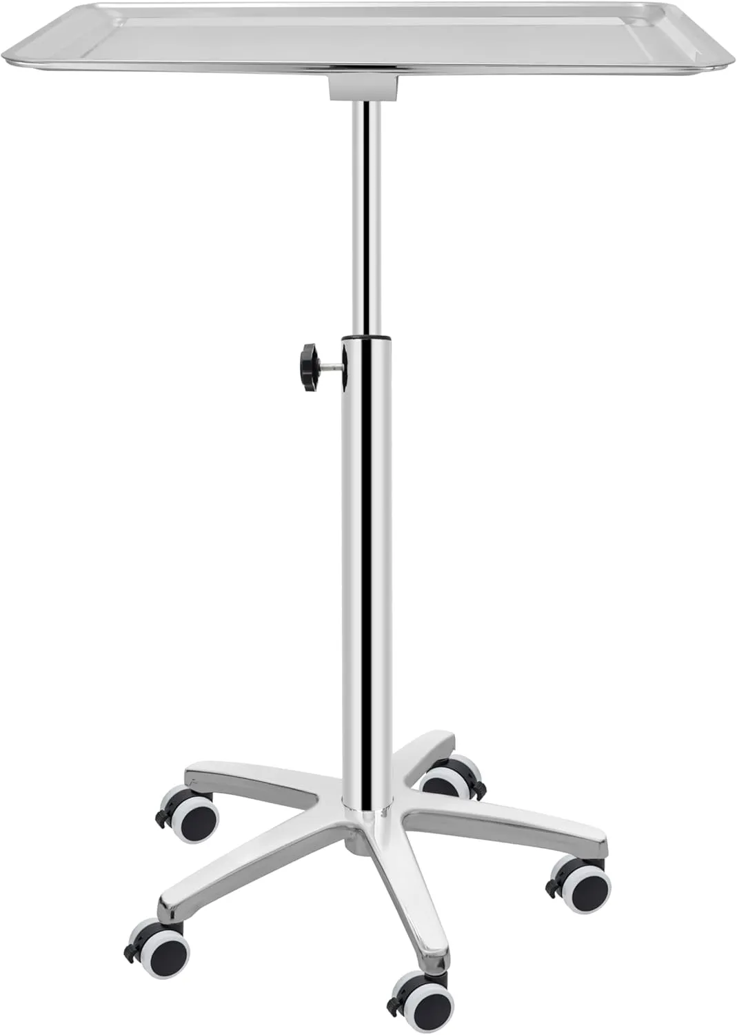 Salon Tray Extra Large Tattoo Tray Premium Stainless Steel Tray cart for Clinic Spa Dental，Rolling Hairstylist Tray Mayo Stand with Brake Wheels