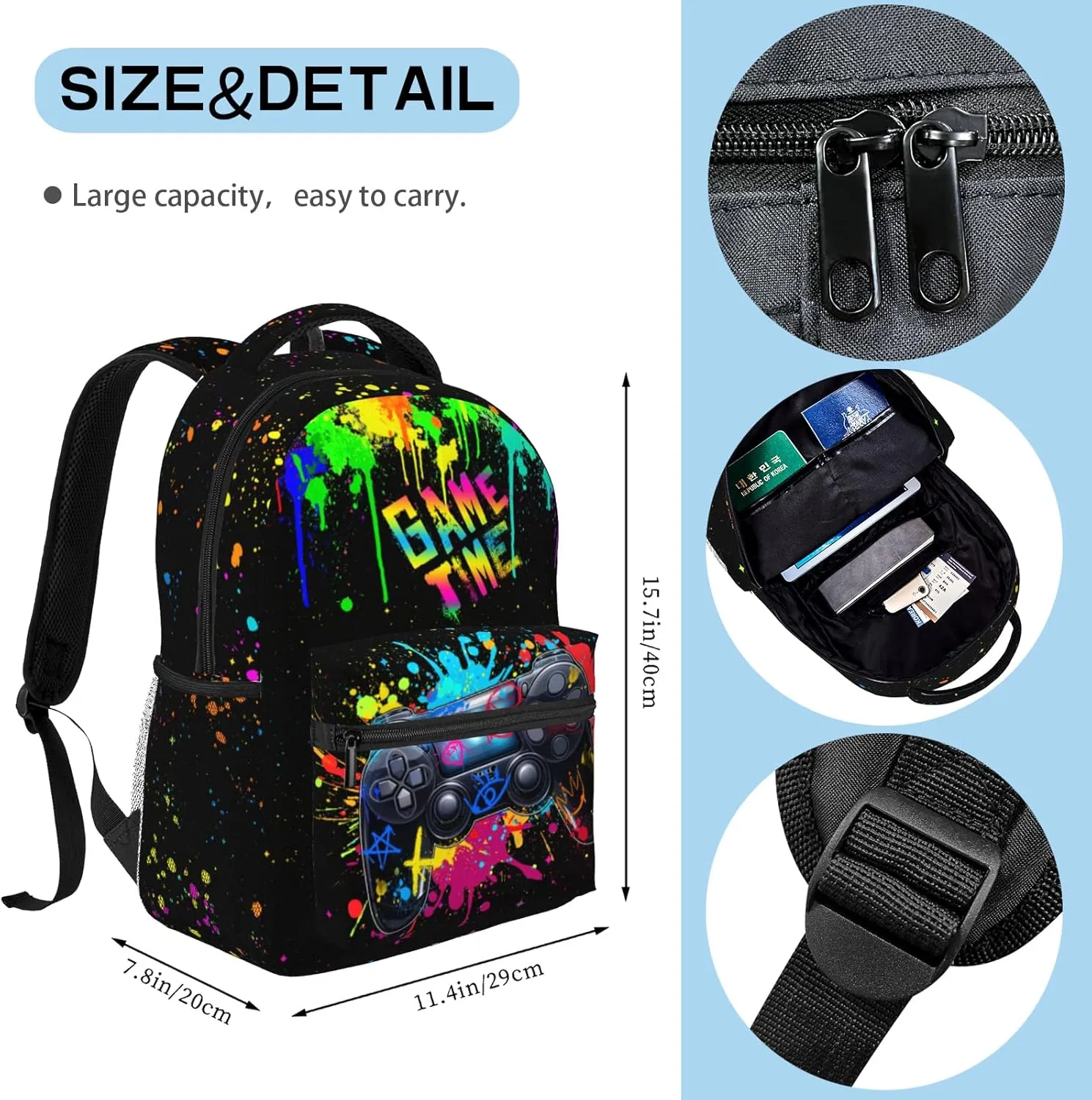 School Backpack for Boys Graffiti Gaming Boys Backpack Game Travel Laptop Backpack Video Game Backpack for Kids Children Teens