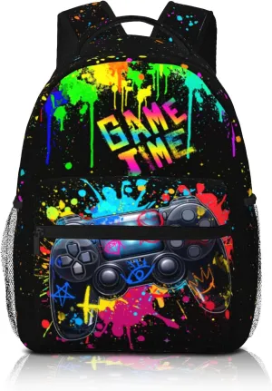 School Backpack for Boys Graffiti Gaming Boys Backpack Game Travel Laptop Backpack Video Game Backpack for Kids Children Teens