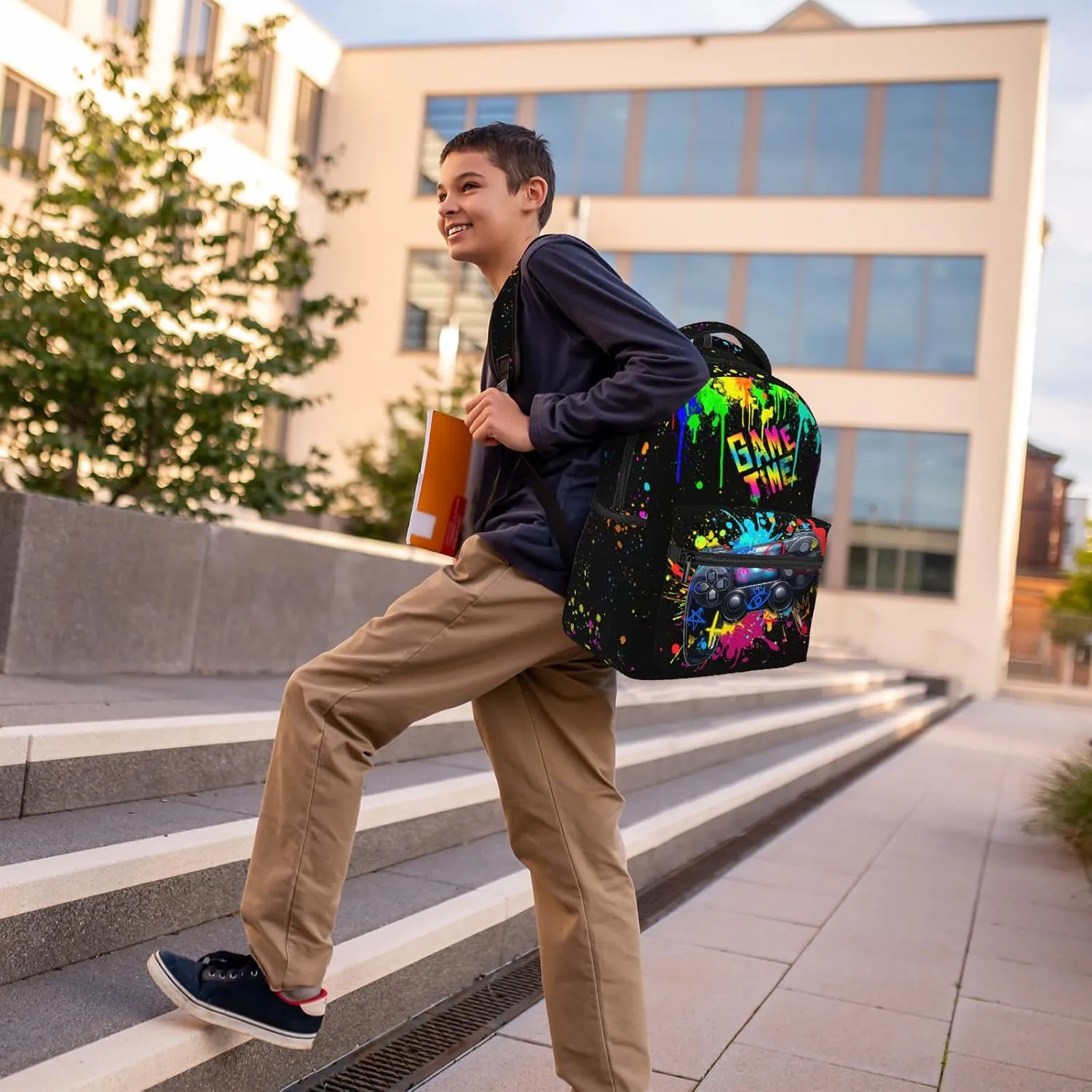 School Backpack for Boys Graffiti Gaming Boys Backpack Game Travel Laptop Backpack Video Game Backpack for Kids Children Teens