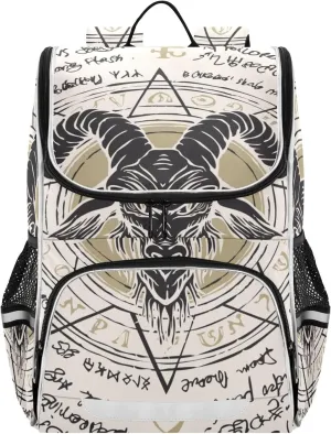 School Backpack with Chest Strap, Goat Octagonal Star Laptop Backpack, Travel Hiking Backpack for Boys Girls, Rucksack, Knapsack