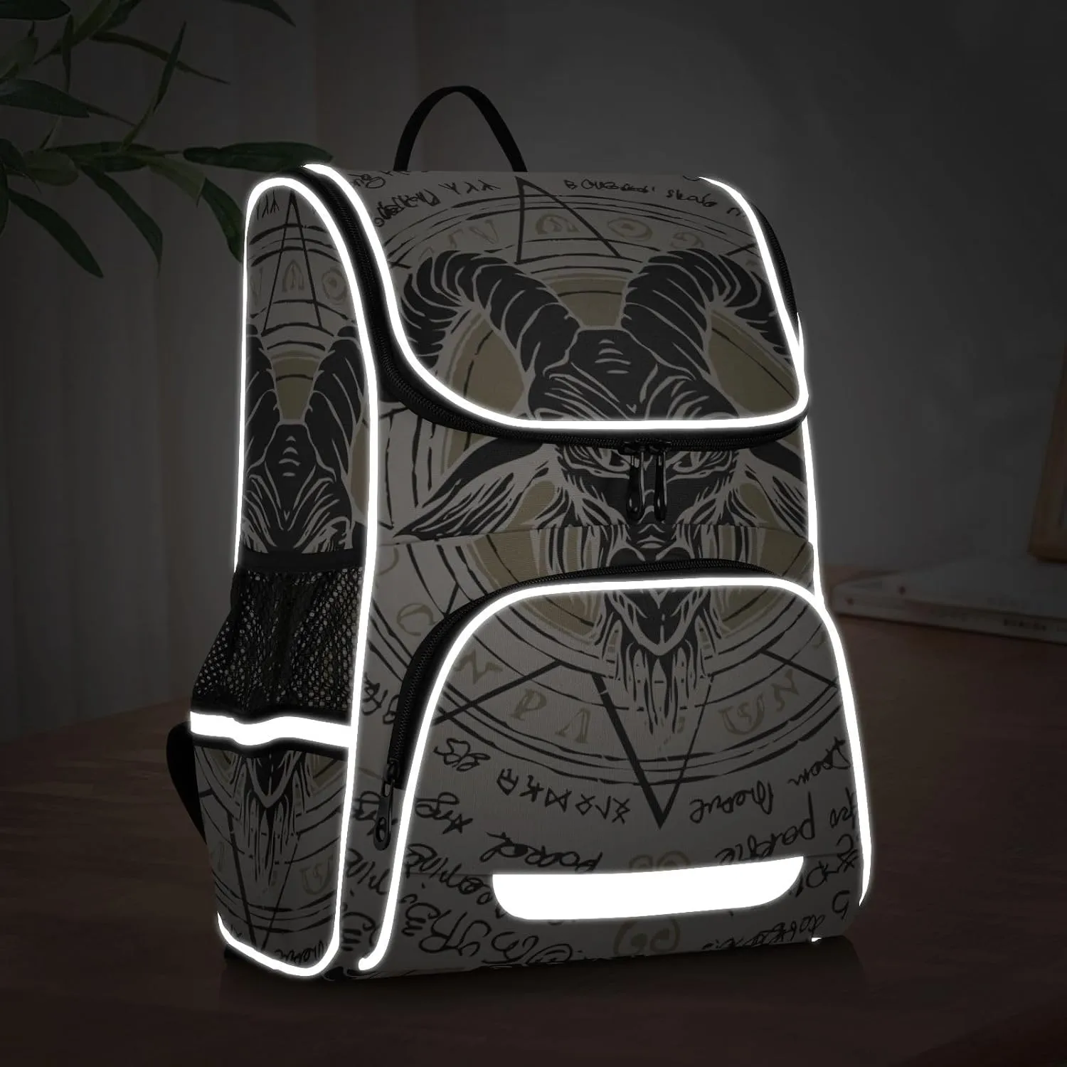 School Backpack with Chest Strap, Goat Octagonal Star Laptop Backpack, Travel Hiking Backpack for Boys Girls, Rucksack, Knapsack
