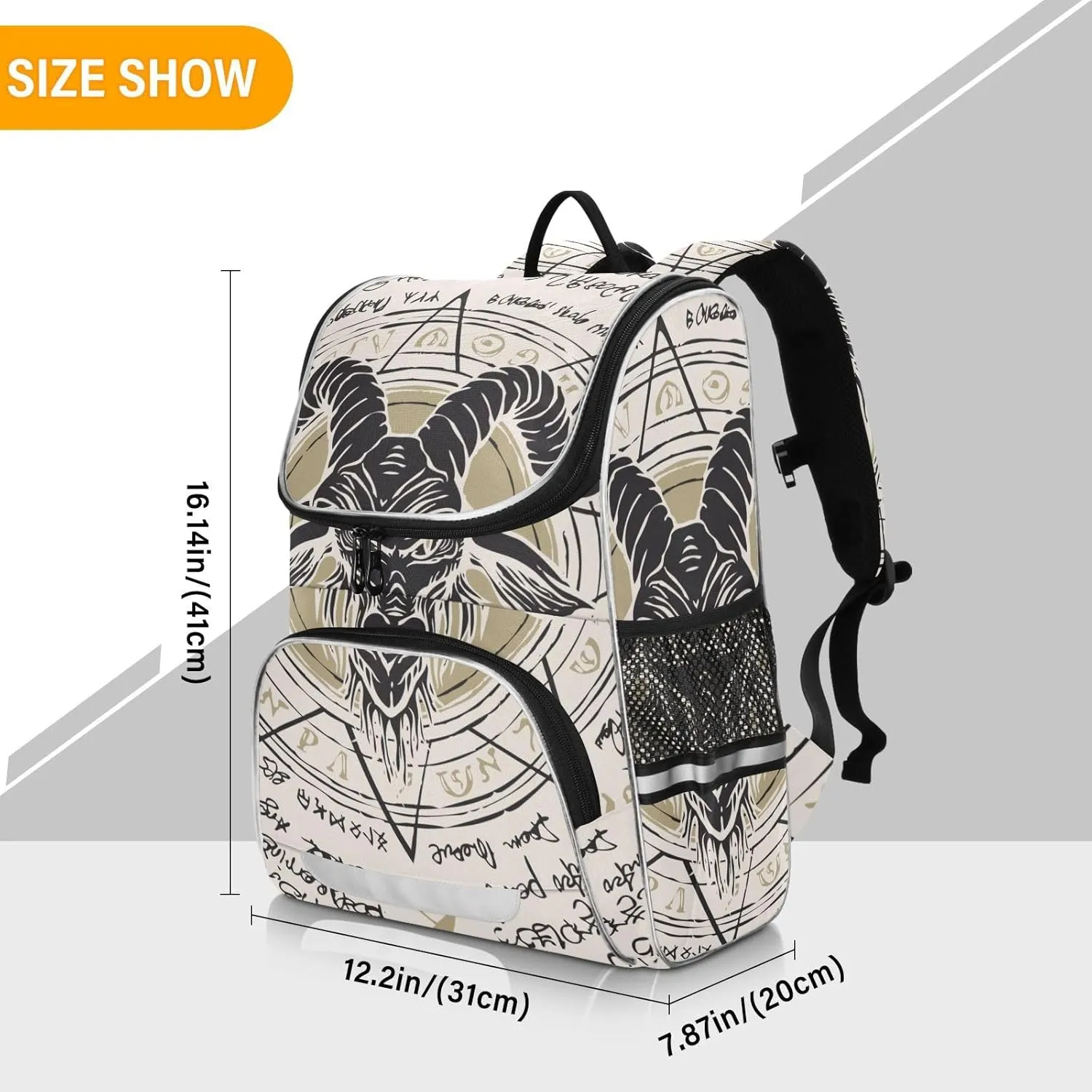 School Backpack with Chest Strap, Goat Octagonal Star Laptop Backpack, Travel Hiking Backpack for Boys Girls, Rucksack, Knapsack
