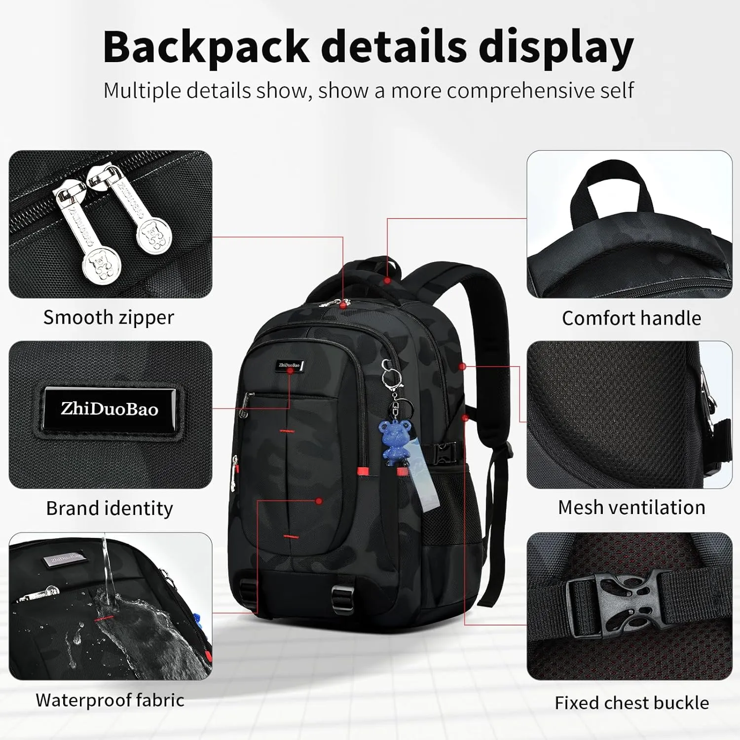 schoolbags for Middle school and high school student，high-capacity camo bookbags for Teens boys，Water Resistant Anti Theft Travel backpack with Computer compartment Fits 15.6 Inch Laptop