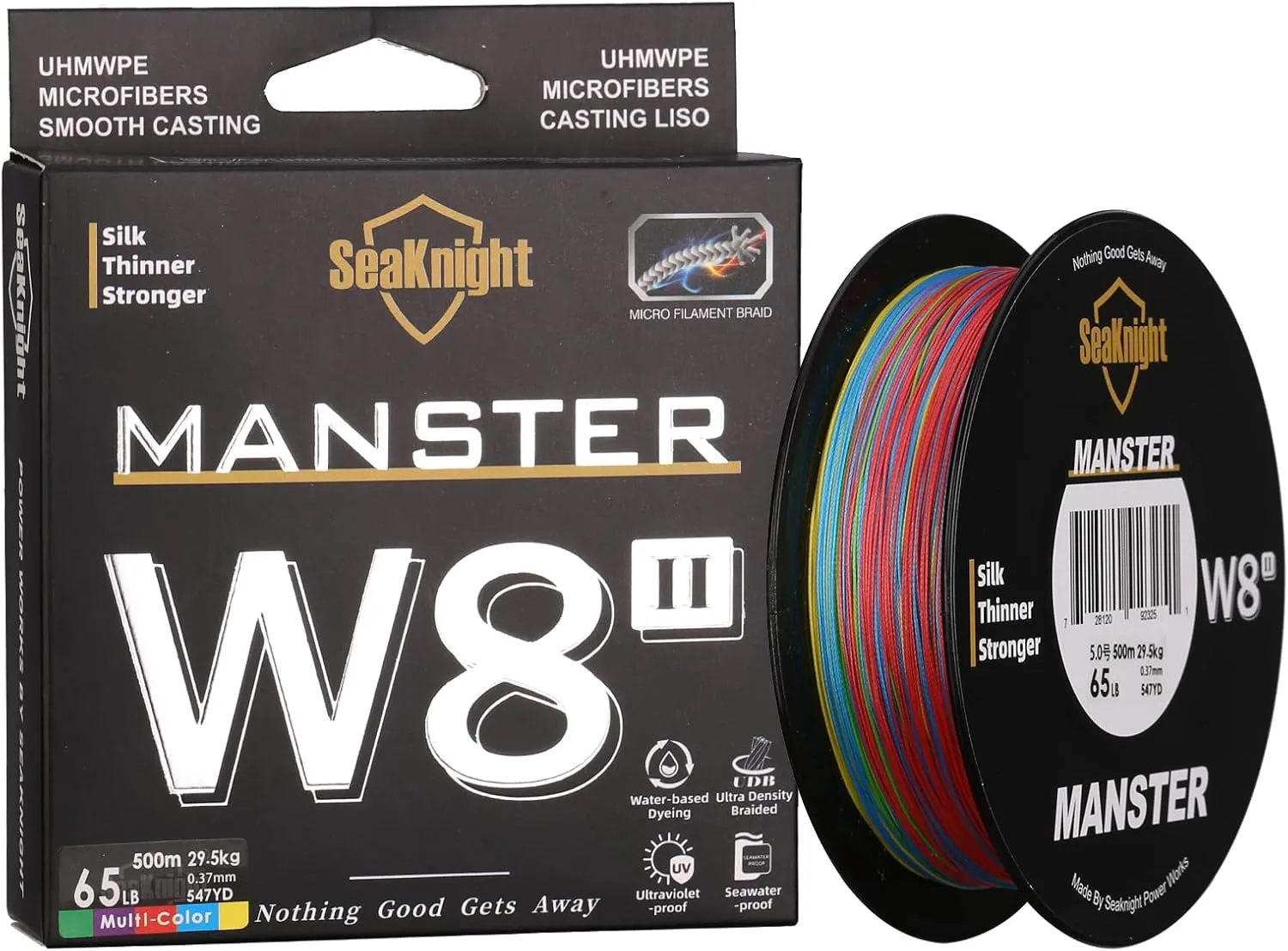 SeaKnight MANSTER W8 II 8 Strand Braided Fishing Line -Super Strong, Abrasion Resistant, No Stretch Braided Line-15LB to 100LB Test for Saltwater and Freshwater Fishing Line Braid
