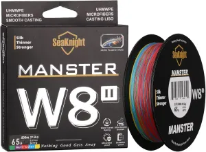SeaKnight MANSTER W8 II 8 Strand Braided Fishing Line -Super Strong, Abrasion Resistant, No Stretch Braided Line-15LB to 100LB Test for Saltwater and Freshwater Fishing Line Braid