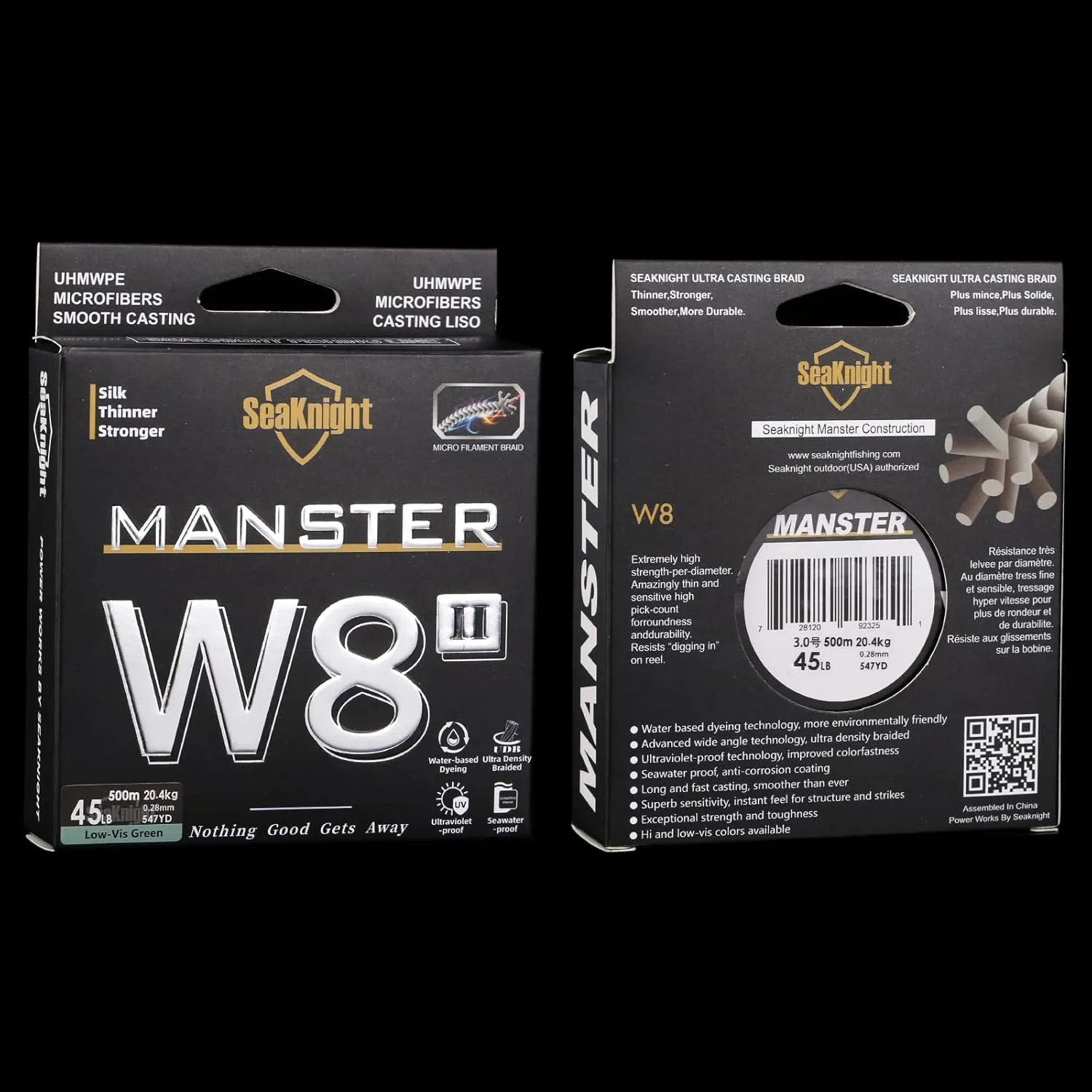 SeaKnight MANSTER W8 II 8 Strand Braided Fishing Line -Super Strong, Abrasion Resistant, No Stretch Braided Line-15LB to 100LB Test for Saltwater and Freshwater Fishing Line Braid