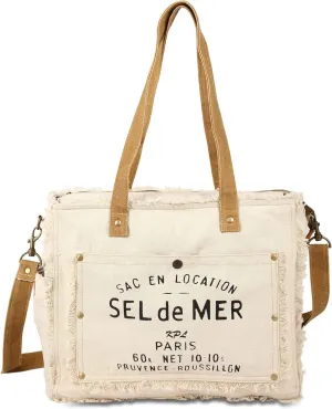 SEL de MER Upcycled Large Canvas Crossbody/shoulder Bag for women with removable shoulder strap tote boho handbag by KPL