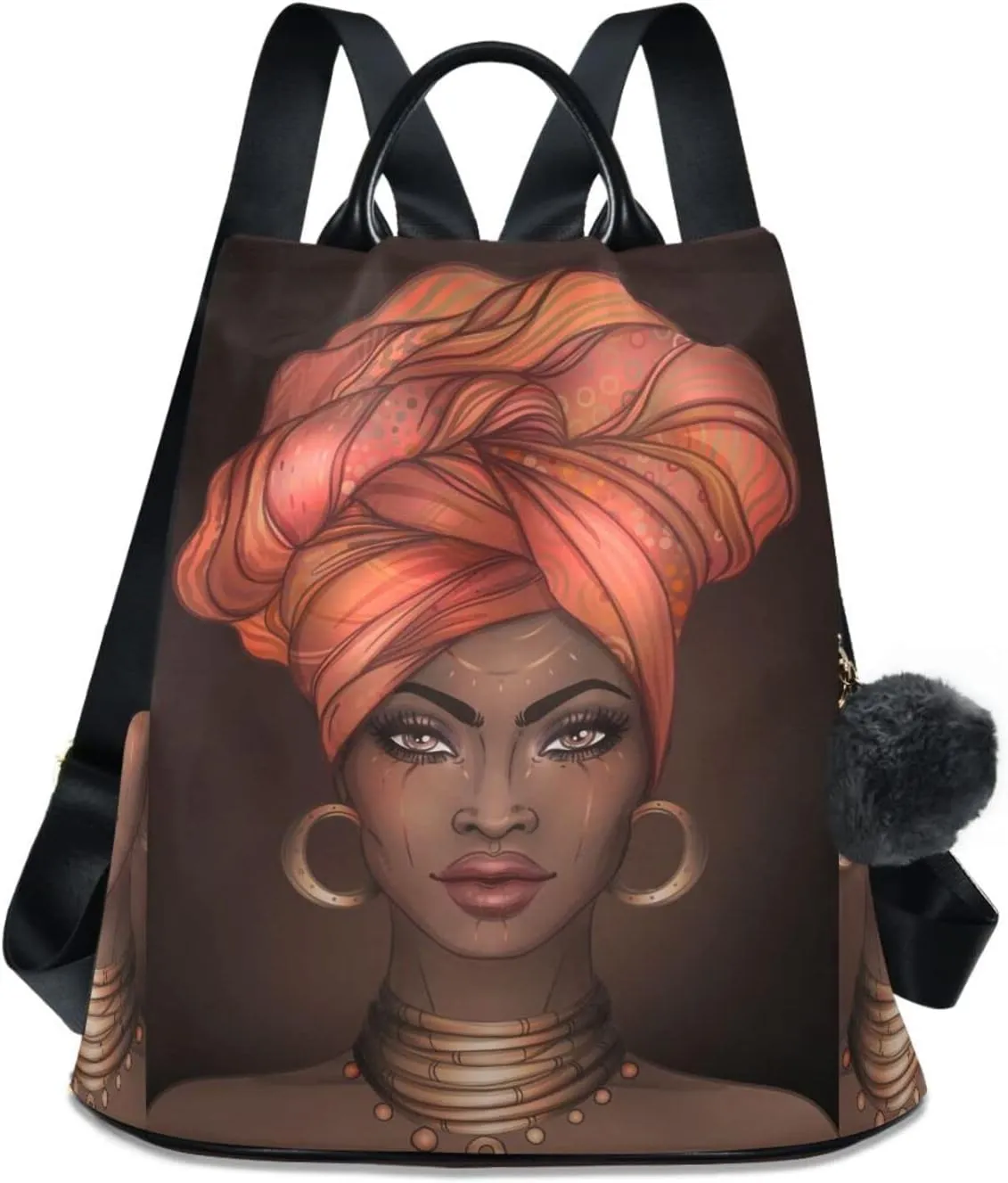 senya Fashion Backpack Purse for Women, African American Woman Black Backpack Shoulder Bag for Women