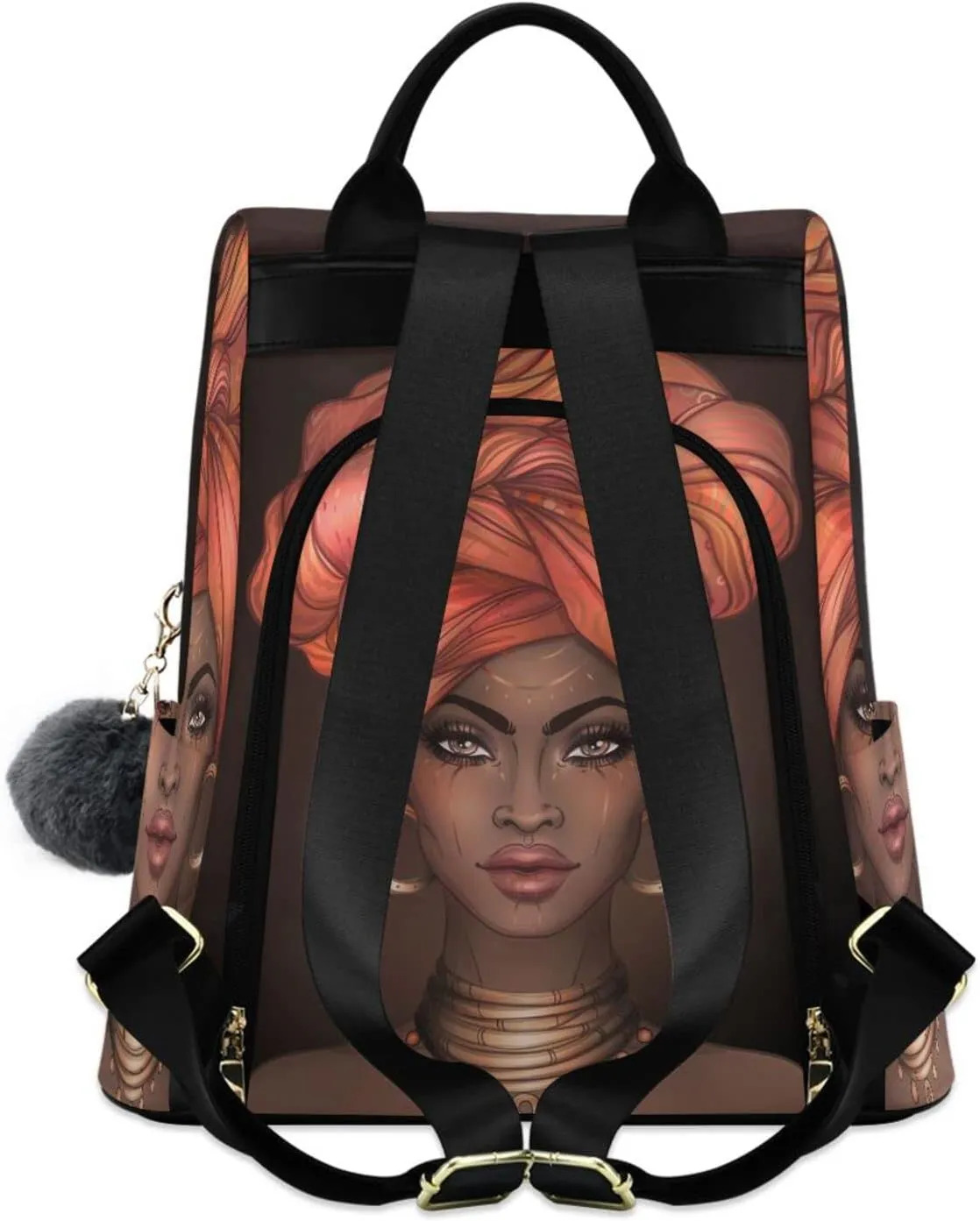 senya Fashion Backpack Purse for Women, African American Woman Black Backpack Shoulder Bag for Women
