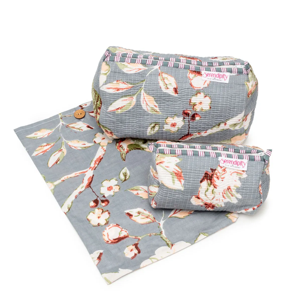 Serendipity Cotton Cosmetic Bag Set - Grey Meadow