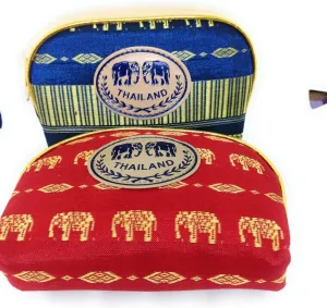 SET OF 2 Elephant Design Multi-Color Thai Handmade Purse Small Wallet Accessirues Vintage Souvenir