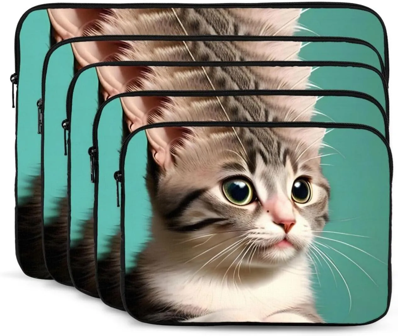 Shockproof Portable Laptop Sleeve Bag 12 inch - for Men and Women Business Travel, School, and Office Use A Curious cat Prints