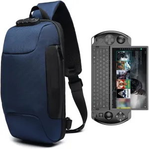 Shockproof Protective Crossbody Shoulder Chest Backpack Travel Home Storage Bag Carrying Case Compatible with GPD Win 4 (Dark Blue)