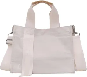 Shoulder Bag Creative Large-Capacity Canvas Messenger Bag Casual One-Shoulder Literary Tote(White)