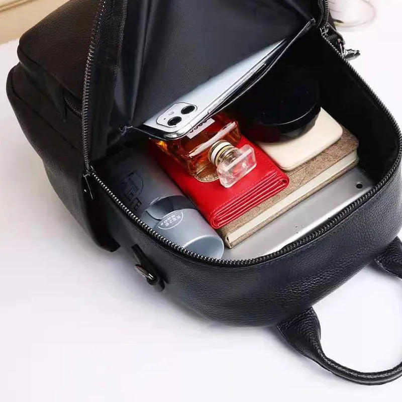 Shoulder Layer Double Fashion Wrap Backpack Act fast Women's Casual Cowhide Versatile Affordable delivery fees