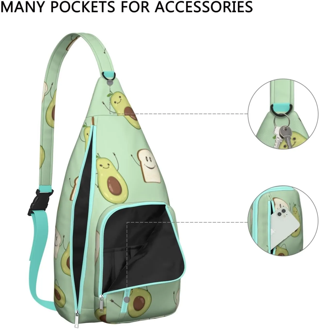Shoulder Sling Crossbody Casual Chest Bag For Travel Sports Running,Backpack for Men & Women Lightweight Sports BagCrossbody Concealed Carry,Avocado Shoulder Bag Waterproof Chest Bag