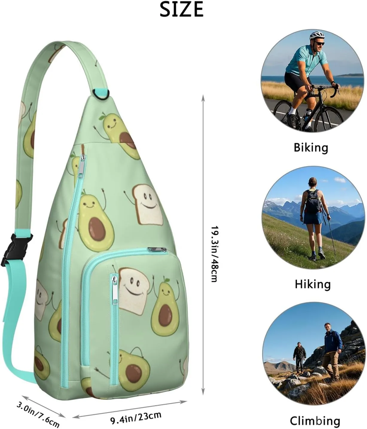 Shoulder Sling Crossbody Casual Chest Bag For Travel Sports Running,Backpack for Men & Women Lightweight Sports BagCrossbody Concealed Carry,Avocado Shoulder Bag Waterproof Chest Bag