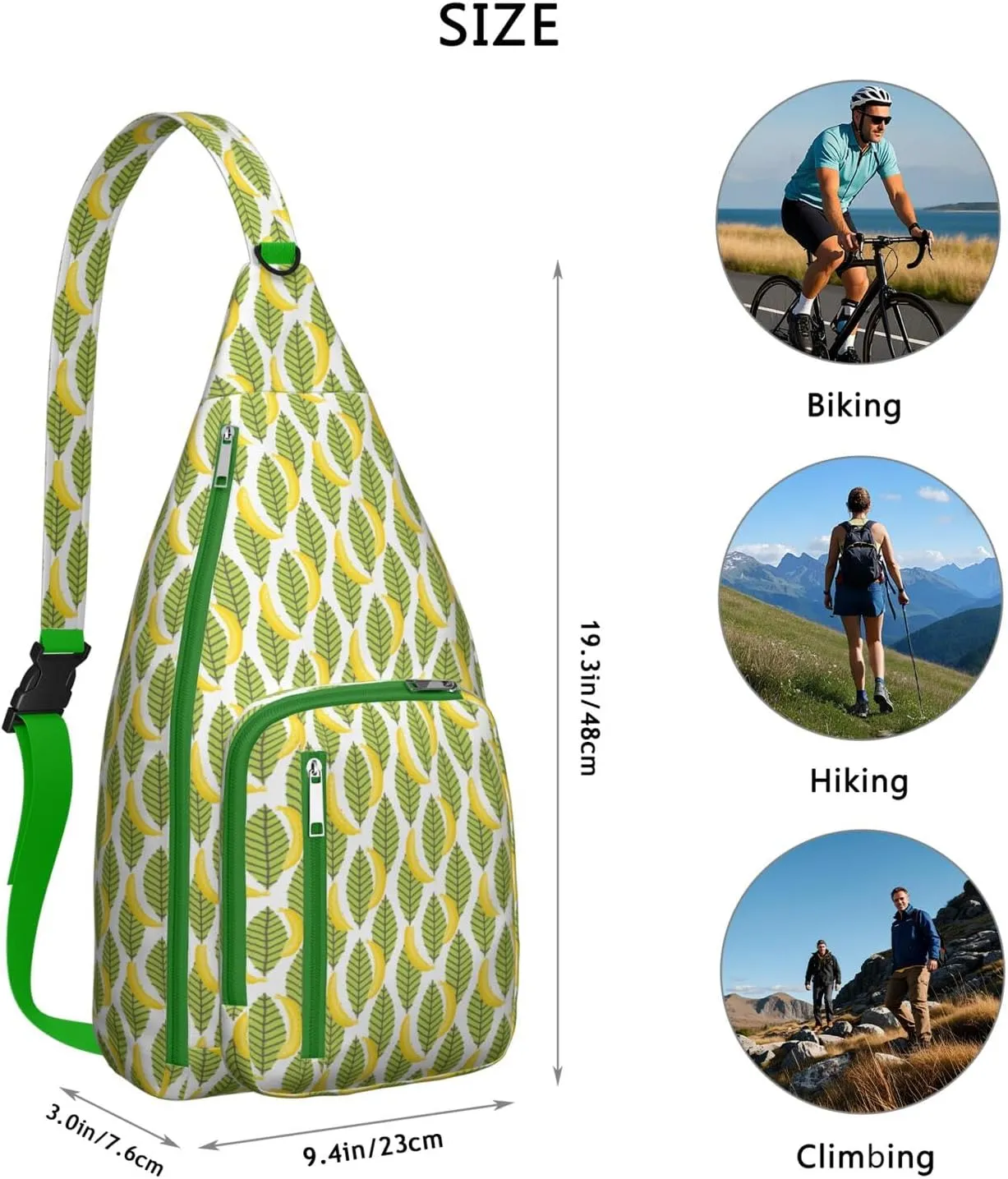 Shoulder Sling Crossbody Casual Chest Bag For Travel Sports Running,Backpack for Men & Women Lightweight Sports BagCrossbody Concealed Carry,Banana Shoulder Bag Waterproof Chest Bag
