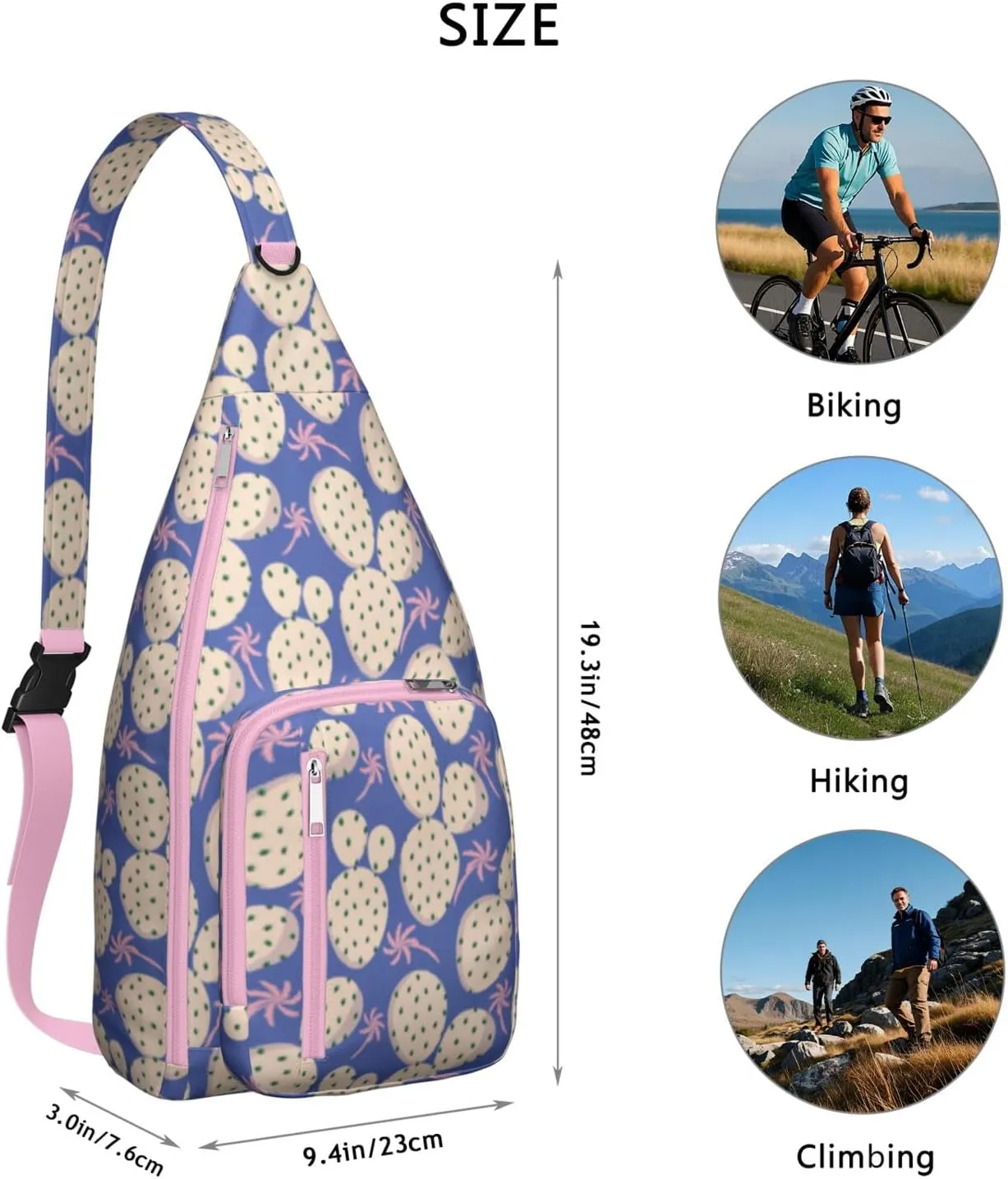 Shoulder Sling Crossbody Casual Chest Bag For Travel Sports Running,Backpack for Men & Women Lightweight Sports BagCrossbody Concealed Carry,Cactus Shoulder Bag Waterproof Chest Bag