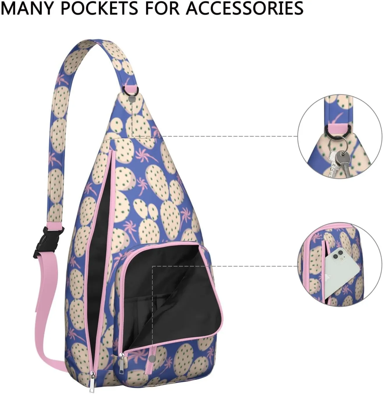 Shoulder Sling Crossbody Casual Chest Bag For Travel Sports Running,Backpack for Men & Women Lightweight Sports BagCrossbody Concealed Carry,Cactus Shoulder Bag Waterproof Chest Bag