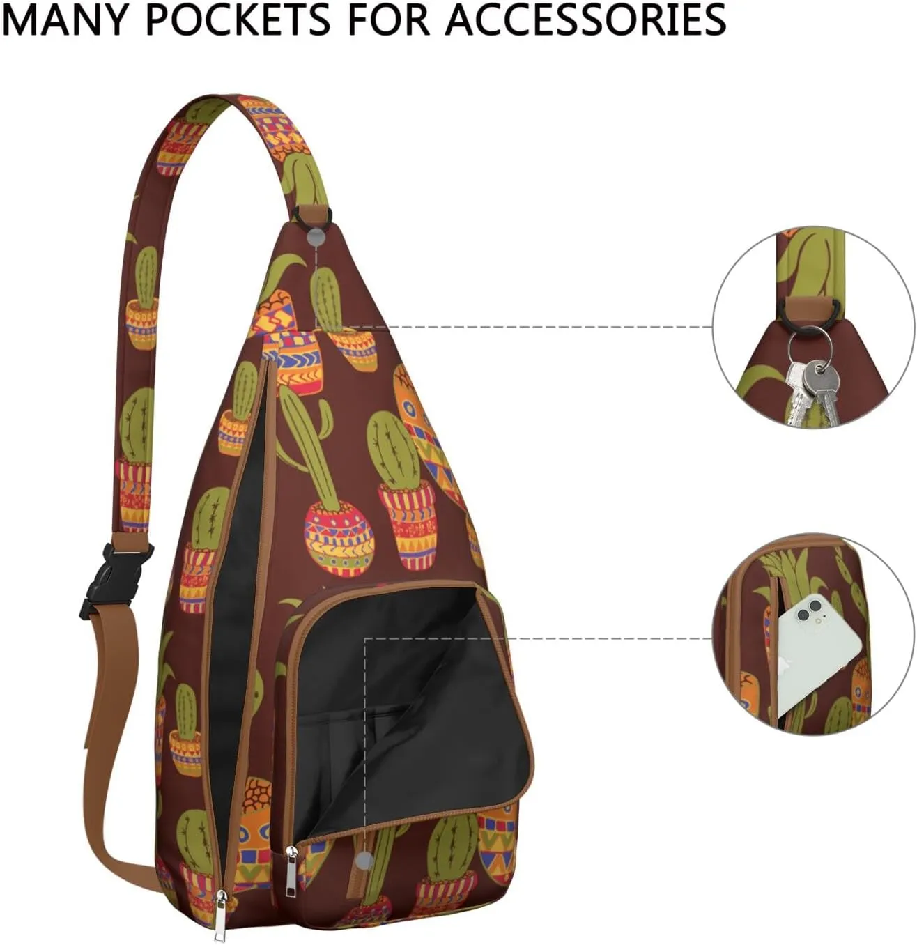 Shoulder Sling Crossbody Casual Chest Bag For Travel Sports Running,Backpack for Men & Women Lightweight Sports BagCrossbody Concealed Carry,Cactus Shoulder Bag Waterproof Chest Bag
