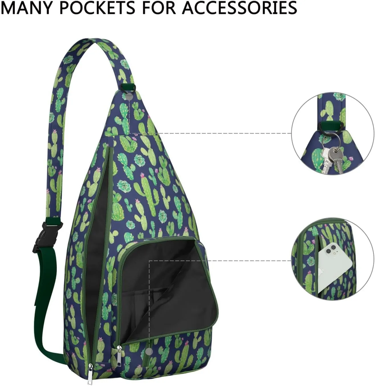 Shoulder Sling Crossbody Casual Chest Bag For Travel Sports Running,Backpack for Men & Women Lightweight Sports BagCrossbody Concealed Carry,Cactus Shoulder Bag Waterproof Chest Bag