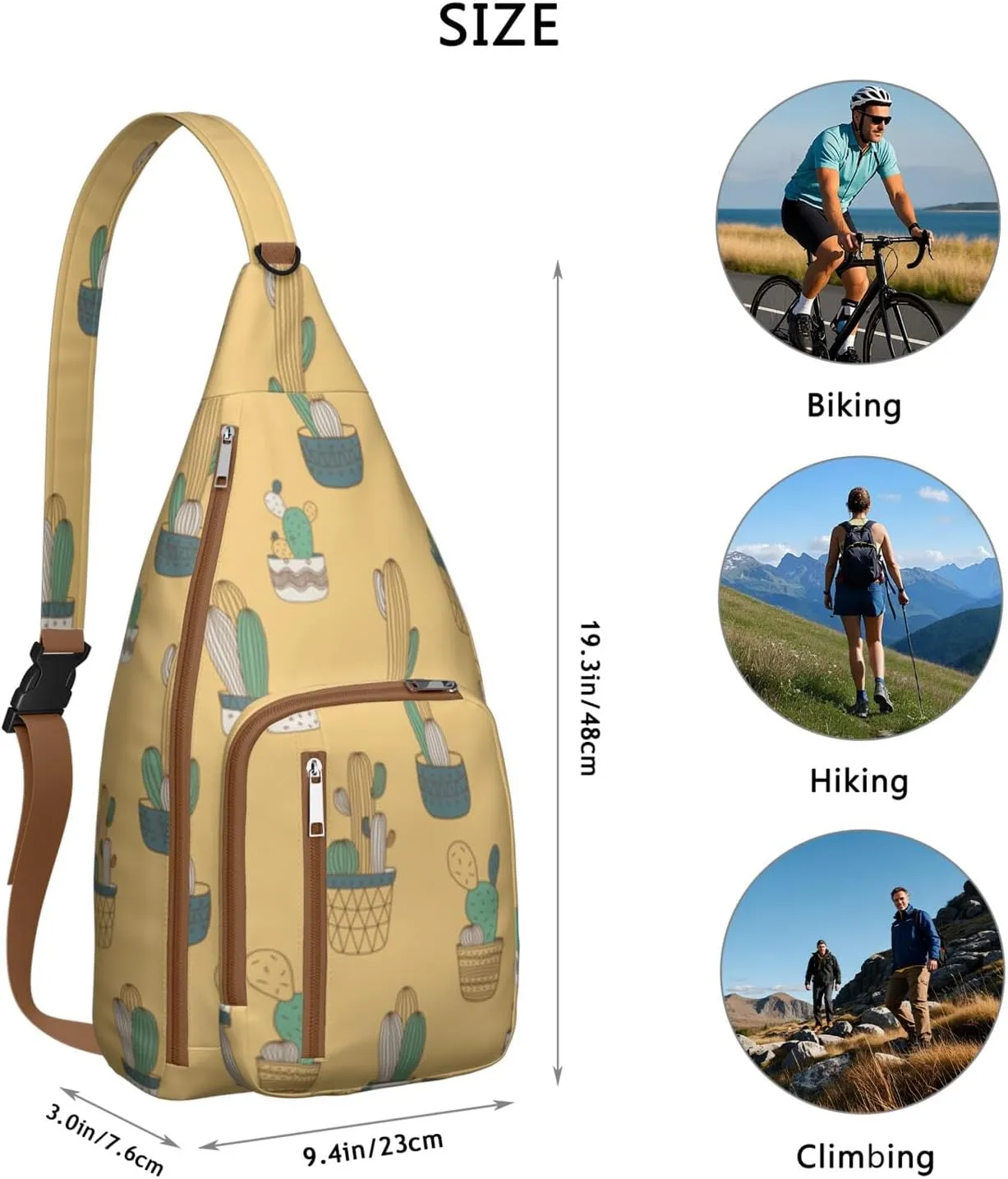 Shoulder Sling Crossbody Casual Chest Bag For Travel Sports Running,Backpack for Men & Women Lightweight Sports BagCrossbody Concealed Carry,Cactus Shoulder Bag Waterproof Chest Bag