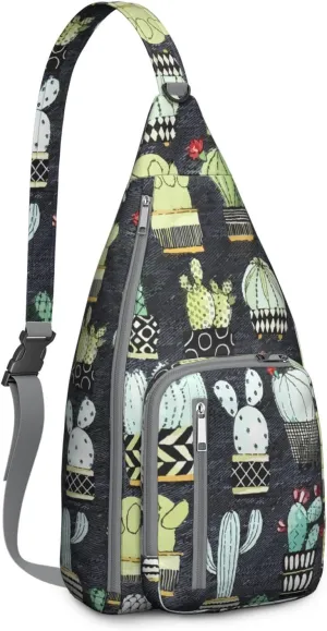 Shoulder Sling Crossbody Casual Chest Bag For Travel Sports Running,Backpack for Men & Women Lightweight Sports BagCrossbody Concealed Carry,Cactus Shoulder Bag Waterproof Chest Bag