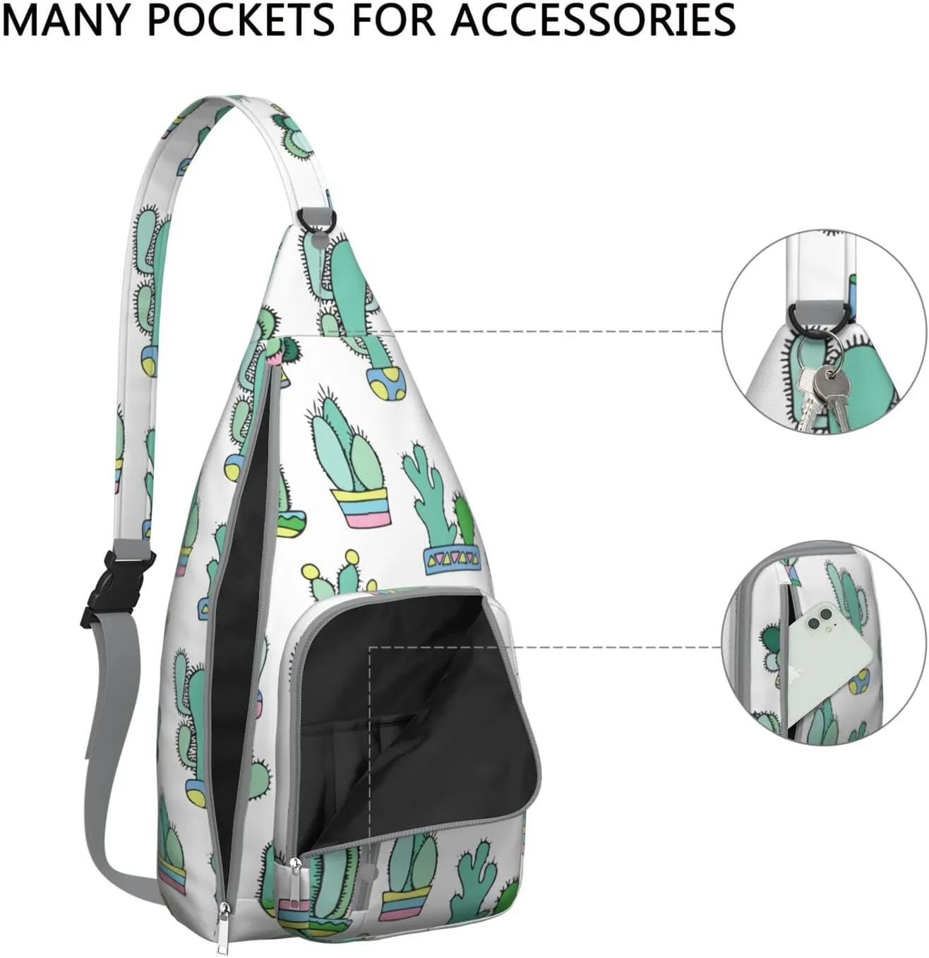 Shoulder Sling Crossbody Casual Chest Bag For Travel Sports Running,Backpack for Men & Women Lightweight Sports BagCrossbody Concealed Carry,Cactus Shoulder Bag Waterproof Chest Bag