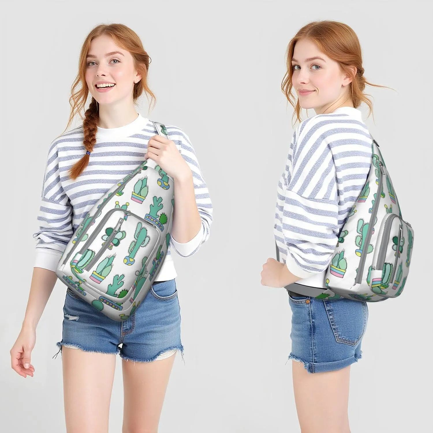 Shoulder Sling Crossbody Casual Chest Bag For Travel Sports Running,Backpack for Men & Women Lightweight Sports BagCrossbody Concealed Carry,Cactus Shoulder Bag Waterproof Chest Bag
