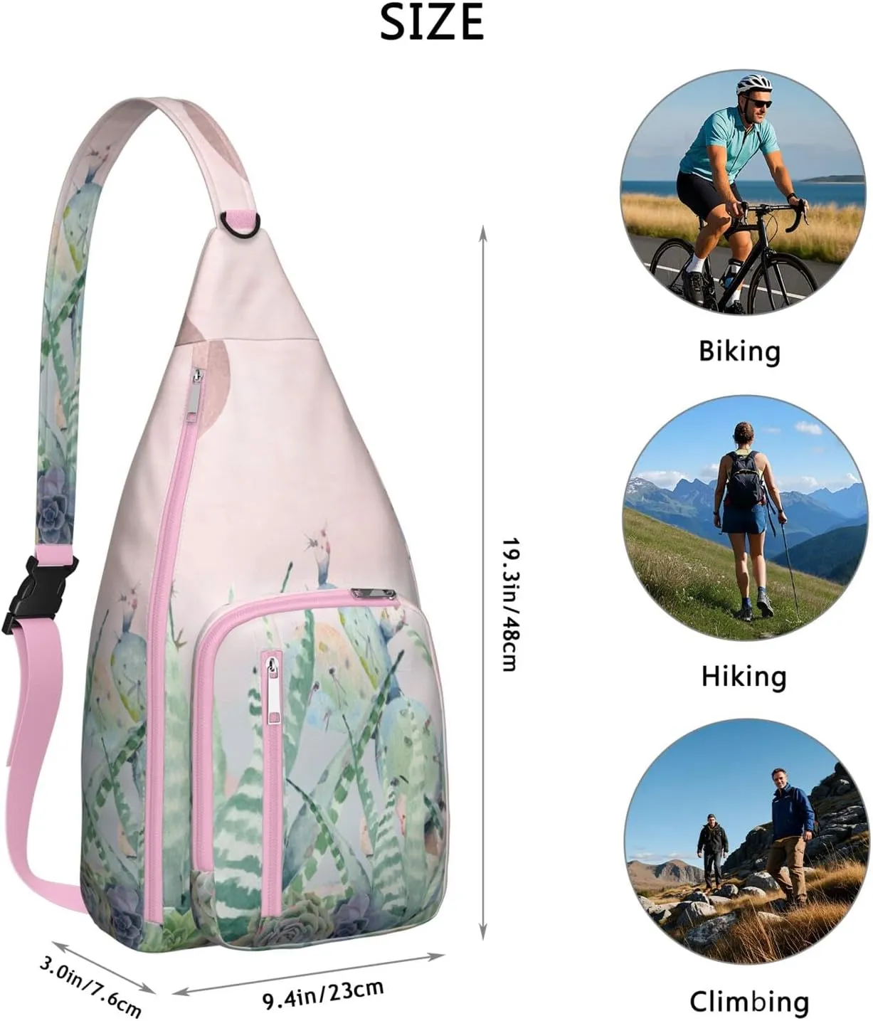 Shoulder Sling Crossbody Casual Chest Bag For Travel Sports Running,Backpack for Men & Women Lightweight Sports BagCrossbody Concealed Carry,Cactus Shoulder Bag Waterproof Chest Bag