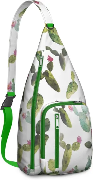 Shoulder Sling Crossbody Casual Chest Bag For Travel Sports Running,Backpack for Men & Women Lightweight Sports BagCrossbody Concealed Carry,Cactus Shoulder Bag Waterproof Chest Bag