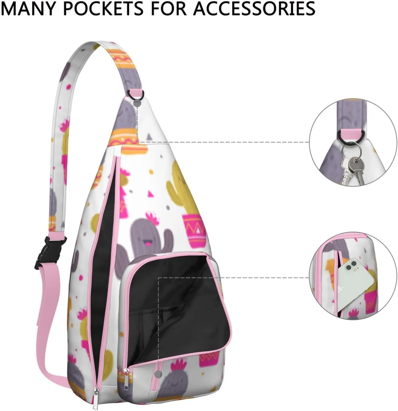 Shoulder Sling Crossbody Casual Chest Bag For Travel Sports Running,Backpack for Men & Women Lightweight Sports BagCrossbody Concealed Carry,Cactus Shoulder Bag Waterproof Chest Bag