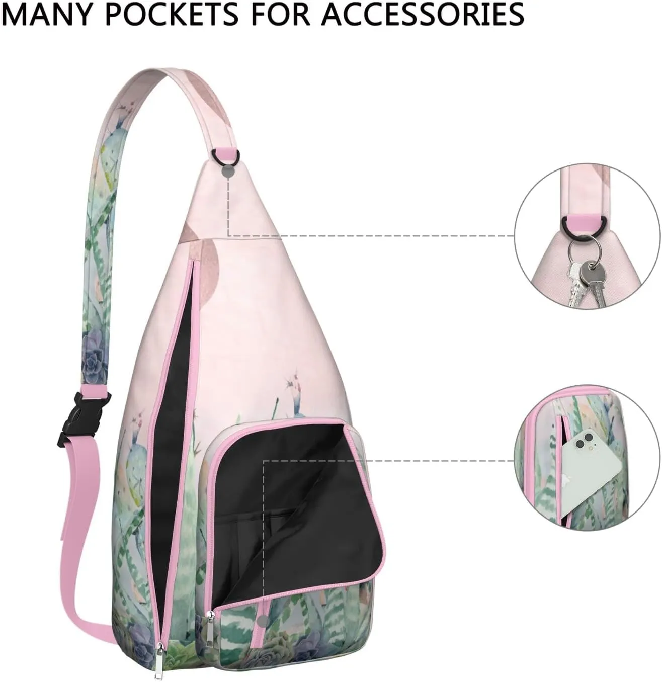 Shoulder Sling Crossbody Casual Chest Bag For Travel Sports Running,Backpack for Men & Women Lightweight Sports BagCrossbody Concealed Carry,Cactus Shoulder Bag Waterproof Chest Bag