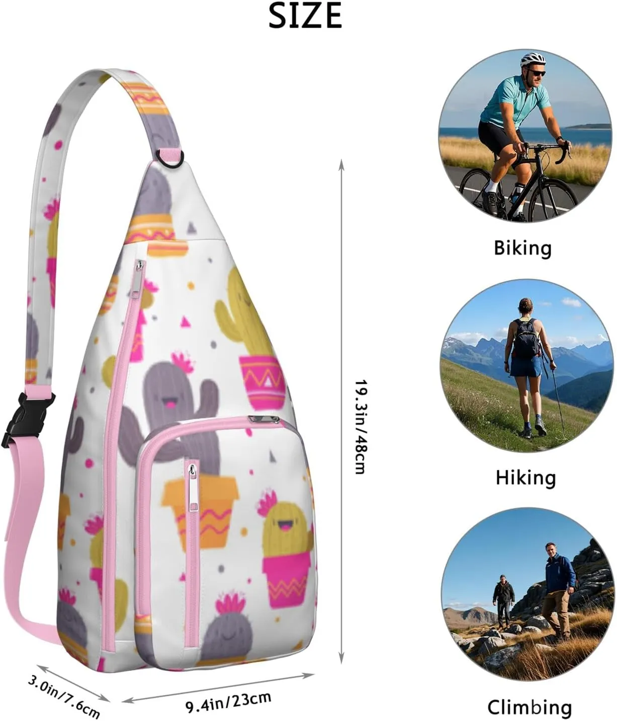 Shoulder Sling Crossbody Casual Chest Bag For Travel Sports Running,Backpack for Men & Women Lightweight Sports BagCrossbody Concealed Carry,Cactus Shoulder Bag Waterproof Chest Bag