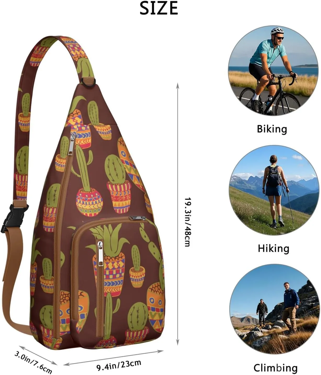 Shoulder Sling Crossbody Casual Chest Bag For Travel Sports Running,Backpack for Men & Women Lightweight Sports BagCrossbody Concealed Carry,Cactus Shoulder Bag Waterproof Chest Bag
