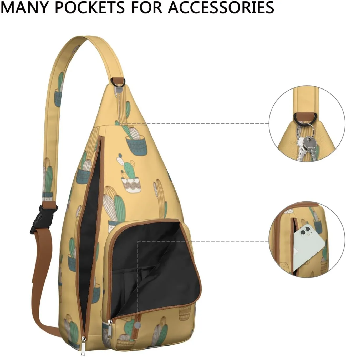 Shoulder Sling Crossbody Casual Chest Bag For Travel Sports Running,Backpack for Men & Women Lightweight Sports BagCrossbody Concealed Carry,Cactus Shoulder Bag Waterproof Chest Bag