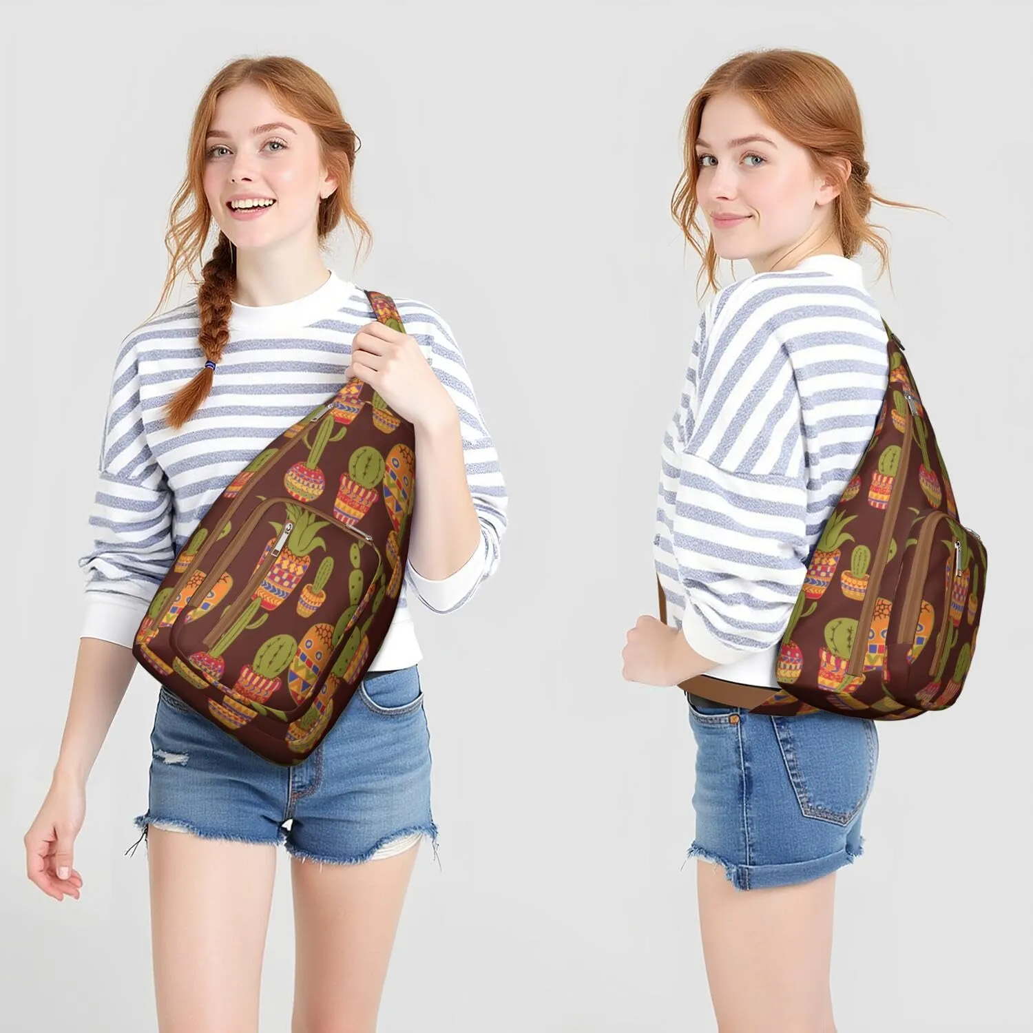 Shoulder Sling Crossbody Casual Chest Bag For Travel Sports Running,Backpack for Men & Women Lightweight Sports BagCrossbody Concealed Carry,Cactus Shoulder Bag Waterproof Chest Bag
