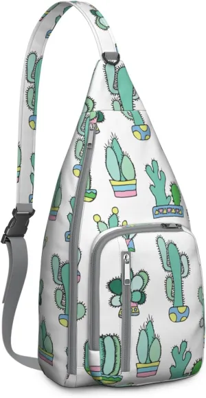 Shoulder Sling Crossbody Casual Chest Bag For Travel Sports Running,Backpack for Men & Women Lightweight Sports BagCrossbody Concealed Carry,Cactus Shoulder Bag Waterproof Chest Bag