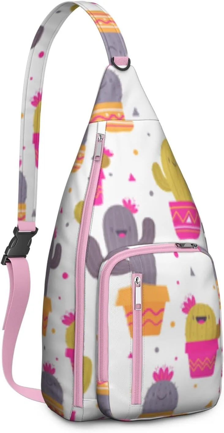 Shoulder Sling Crossbody Casual Chest Bag For Travel Sports Running,Backpack for Men & Women Lightweight Sports BagCrossbody Concealed Carry,Cactus Shoulder Bag Waterproof Chest Bag